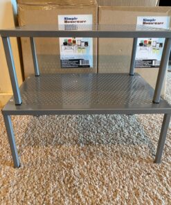 SimpleHouseware Expandable Stackable Kitchen Cabinet and Counter Shelf Organizer, Silver Metal Top 41 81iLAAX XEL