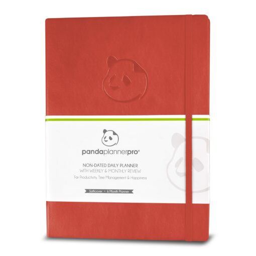 Panda Planner Pro - Best Daily 2023 Planner for Happiness & Productivity - 8.5 x 11" Softcover - Undated Day 6 Month Planner - Guaranteed to Get You Organized - Gratitude & Goals Journal (Orange) Orange