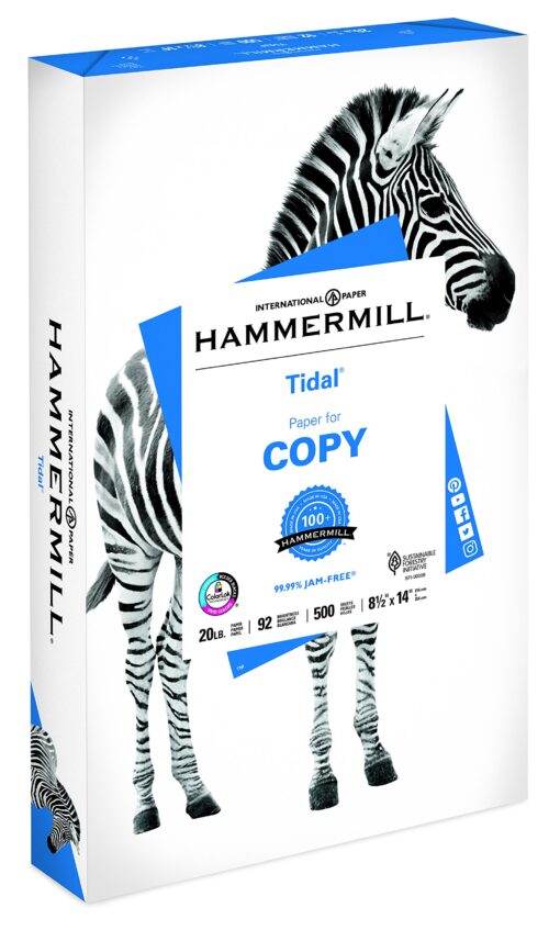 Hammermill Printer Paper, 20 lb Tidal Copy Paper, 8.5 x 14-1 Ream (500 Sheets) - 92 Bright, Made in the USA 1 Ream | 500 Sheets Legal (8.5x14)