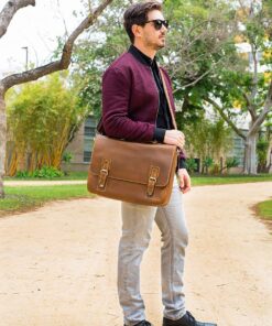 16" Messenger Bag For Men Genuine Leather Vintage Satchel Briefcases RFID Protection Computer Laptop Bag Hunter 32 81iNL5xA4L