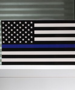 Thin Blue Line Flag Decal - 3x5 in. Black White and Blue American Flag Sticker for Cars and Trucks - in Support of Police and Law Enforcement Officers (1) 1 23 81iNQqJM97L