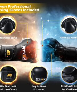 FITVEN Freestanding Punching Bag with Boxing Gloves Heavy Boxing Bag with Suction Cup Base for Adult Kids - Men Stand Kickboxing Bag Black or Silver white 23 81iNsiHDXDL