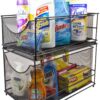Sorbus® Cabinet Organizer Set — Mesh Storage Organizer with Pull Out Drawers—Ideal for Countertop, Cabinet, Pantry, Under The Sink, Desktop and More (Black 2 Drawer) Black 11 81iQ2VAInFL