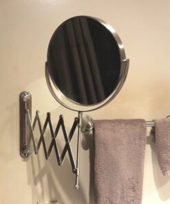 JERDON Two-Sided Wall-Mounted Makeup Mirror - Makeup Mirror with 7X Magnification & Extendable Arm - 8-inch Diameter Mirror with Nickel Finish Wall Mount - Model JP2027N 34 81iSVrhauWL
