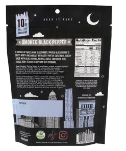 Louisville Vegan Jerky - Smoked Black Pepper, Vegetarian & Vegan-Friendly Jerky, 21 Grams of Non-GMO Soy Protein, 240 Calories Per Bag, Gluten-Free Ingredients (3 oz) 3 Ounce (Pack of 1) 12 81iTxsRG4gL