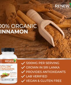Organic Ceylon Cinnamon Supplement Capsules: All Natural Vegan Cinnamon Pills - Antioxidant Support for Healthy Joints, Circulation and Digestion - 60 Veggie Capsules 17 81iU1cINn5L