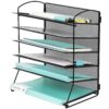 EASEPRES Extra Thick 6-Tier Mesh Desk Organizer Tray, Desktop File Folder Sorter Holder for Mail Paper Document Letter Organization Storage Accessories, for Office Home School Classroom, Black 1 Pack 12 81iXZPgZmjL