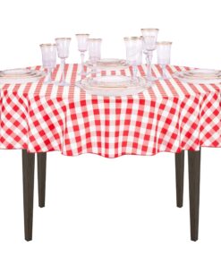 LinenTablecloth 70-Inch Round Polyester Tablecloth Red & White Checker 70" 7 81iZVYWefOL