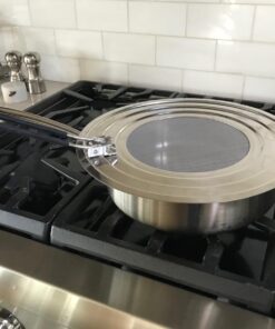 Dishwasher-Safe Splatter Screen Splash Guard for Kitchen Frying Pan Grease - Shields 99% of Stove Top from Bacon, Oil, or Deep Fryer - Easy to Clean or Store - Foldable Heat-Resistant Silicone Handle 36 81iZXN5rQbL