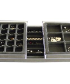 Dr. Organizer Necklace and Bracelet Jewelry Organizer with Velvet Tray, Stackable Storage and Display – US Patented 7 compartments Clear With Gray Insert 5 81iaOs87oeL