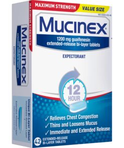 Mucinex 12 Hour 1200mg Maximum Strength Guaifenesin Chest Congestion & Mucus Relief, Guaifenesin Expectorant Aids Mucus Removal, Chest Decongestant for Adults, Dr Recommended, 42ct Tablets 42 Count (Pack of 1) Release Tablets 38 81ieoqILPJL 1