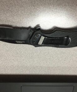 Kershaw Clash Black Serrated Pocketknife, 3" 8Cr13MoV Steel Drop Point Blade, Assisted One-Handed Flipper Opening, Folding Utility EDC 42 81ij9gworiL