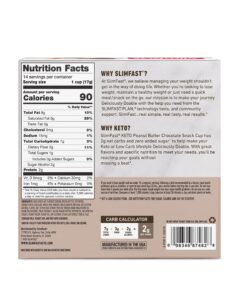 SlimFast Low Carb Chocolate Snacks, Keto Friendly for Weight Loss with 0g Added Sugar & 3g Fiber, Peanut Butter Chocolate, 14 Count Box (Packaging May Vary) Peanut Butter Snack Cup 23 81ijqHDX9PL