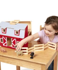 Melissa & Doug Fold and Go Wooden Barn With 7 Animal Play Figures - Farm Animals Portable Toys For Kids And Toddlers Ages 3+ Set 38 81ilE7DbECL 1