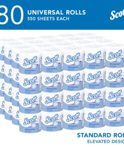 Scott® Professional Standard Roll Toilet Paper (04460), with Elevated Design, 2-Ply, White, Individually wrapped, (550 Sheets/Roll, 80 Rolls/Case, 44,000 Sheets/Case) 550 sheet (Pack of 80) 19 81iljOAmFbL
