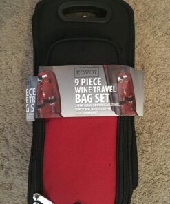 KOVOT 9 Piece Wine Travel Bag and Picnic Set Including 2 Wine Glass Holder Stakes 39 81inslX9FL