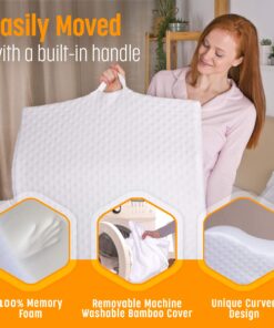 Aeris Wedge Pillow for Sleeping -Post Surgery Pillow -Unique Curved Design -Memory Foam- Incline Pillow for Elevation,Pregnancy,Reading Snoring,Back & Knee Support,Breathing –,Washable Cover 25"x25"x8.5" 26 81iovM8DQ4L