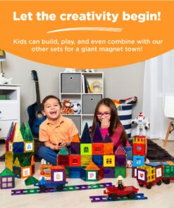 Best Choice Products 110-Piece Kids Colorful Magnetic Tiles Set 3D Construction Magnet Building Blocks Educational STEM Toy with Carrying Case - Multicolor 20 81ip2tUGw9L