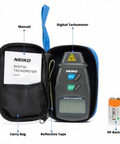 NEIKO 20713A Digital Tachometer, Noncontact Laser Photo Sensor with 2.5 to 99,999 RPM Accuracy, RPM Gauge Marker with Batteries Included 16 81irNtIfB4L