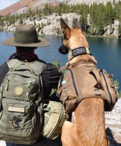 OneTigris Dog Pack Hound Travel Camping Hiking Backpack Saddle Bag Rucksack for Medium & Large Dog (Brown, Large) 11.4"L x 8.7"W x 2.4"H Brown 35 81ivPSM7x2L