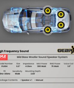 Pyle 6.5 Inch Mid Bass Woofer Sound Speaker System - Pro Loud Range Audio 300 Watt Peak Power w/ 4 Ohm Impedance and 60-20KHz Frequency Response for Car Component Stereo PLG64,Yellow 35 81iyndJeJPL