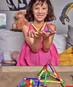 CMS MAGNETICS - (156-Piece Multi-Color Magnet Building Toy Tin Box Case Construction Sticks Set STEM Educational Learning Activity for Brain Development, Creativity, Imagination, Attention Span 156-Piece Multi-Color 16 81izaDBUlNL