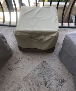Classic Accessories Veranda Water-Resistant 21 Inch Square Patio Ottoman/Side Table Cover, Outdoor Table Cover 21"L x 21"W x 17"H 37 81j FFt4v7L