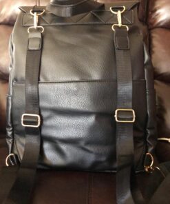 KZNI Leather Diaper Bag Backpack, Diaper Backpack Nappy Baby Bags for Mom Unisex Maternity Diaper Bag with Stroller Hanger Black 39 81j1 Wc95bL