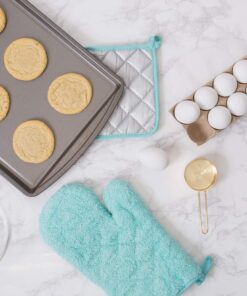 DII Basic Terry Collection Quilted 100% Cotton, Potholder, Aqua, 3 Piece 13 81j1H4LBkdL