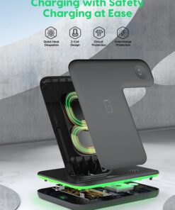 Wireless Charging Station, 2021 Upgraded 3 in 1 Wireless Charger Stand with Breathing Indicator Compatible with iPhone 12/11 Pro/XS/8, iWatch Series Black 24 81j2GXOCkTL