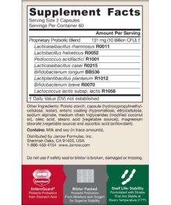 Jarrow Formulas Jarro-Dophilus EPS Probiotics 10 Billion CFU, Dietary Supplement for Intestinal Tract Support, Gut Health Supplements for Women and Men, 120 Veggie Capsules, 60 Day Supply Unflavored 120 Count (Pack of 1) 20 81j2pN7bpqL