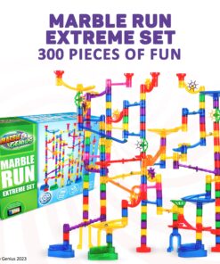 Alternative view of Marble Genius Marble Run (300 Complete Pieces) Maze Track or Race Games for Kids Ages 4-8, for Adults, Teens, and Toddlers, (181 Translucent Marbulous Pieces + 119 Glass-Marble Set), Extreme Set 4.) Extreme Set - 300 Complete Pieces
