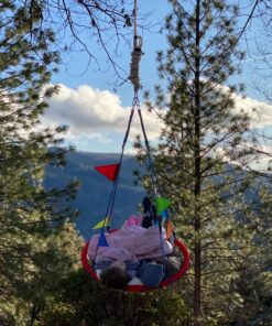 Giant 40 Inch Spider Web Tree Swing, 600 lb Weight Capacity, Durable Steel Frame, Waterproof, Adjustable Ropes, Flag Set and 2 Carabiners, Non-Stop Fun for Kids! Red 32 81j3T1YNBeL