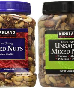Kirkland Signature Mixed Nuts and Unsalted Mixed Nuts Bundle - Includes Kirkland Signature Extra Fancy Mixed Nuts (2.5 LB) and Extra Fancy Unsalted Mixed Nuts (2.5 LB)