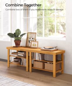 SONGMICS Shoe Rack Bench, 3-Tier Bamboo Shoe Storage Organizer, 11.3 x 27.6 x 17.8 Inches, Natural ULBS04N 27 81j7TliocdL