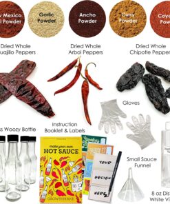 DELUXE DIY HOT SAUCE MAKING KIT Everything Included - Make Your Own Hot Sauce w/Quality Ingredients Dried Hot & Spicy Peppers, 6 Unique Recipes, Glass Bottles, design labels, Best Gift for Him, Husba Deluxe Hot Sauce 17 81j8WBPeJL