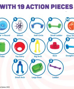 Marble Genius Marble Run (130 Complete Pieces) Maze Track or Board Games for Kids 8-12, for Adults, Teens, and Toddlers, (80 Translucent Marbulous Pieces + 50 Glass-Marble Set), Starter Set 2.) Starter Set - 130 Complete Pieces 22 81jA4 qb7aL