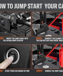 ASPERX Jump Starter, 1500A Peak Battery Jump Starter for Up to 7.0L Gas or 5.5L Diesel Engine, 12V Portable Battery Starter with 1.4 INCH LCD Display Black-C 54 81jBvEiM5ML