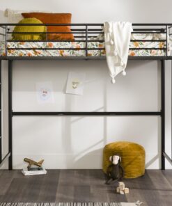 Walker Edison Timothee Urban Industrial Metal Twin over Loft Bunk Bed, Twin Size, Black 31 81jCHwEcdlL