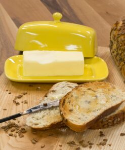 Now Designs Stoneware Rectangle Butter Dish with Lid, Lemon Yellow 4.5 x 8 in 15 81jCoKyvLL