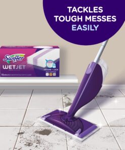 Swiffer WetJet Hardwood and Floor Spray Mop Cleaner Starter Kit, Includes: 1 Power Mop, 10 Pads, Cleaning Solution, Batteries 16 Piece Set Cleaner Kit 25 81jEE8Ei2FL