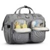 Diaper Bag Tote with Stroller Straps and Changing Pad Large Grey