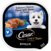 CESAR Adult Wet Dog Food Loaf & Topper in Sauce Rotisserie Chicken Flavor with Bacon & Cheese, 3.5 oz. Easy Peel Trays, Pack of 24 3.5 Ounce (Pack of 24) 32 81jGcfsXFbL