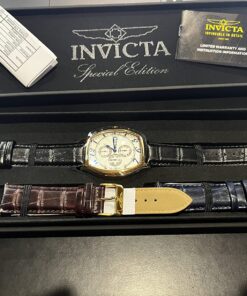 Invicta Men's 14330 Specialty Tonneau Watch with 3 Textured Leather Strap Set 41 81jKyvJHHL
