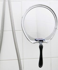 JiBen Fogless Shower Mirror with Power Locking Suction Cup, Built-in Razor Hook and 360 Degree Rotating Adjustable Arm, Personal Fog Free Bathroom Shaving Mirror (Chrome) Chrome 26 81jM0fPlKqL