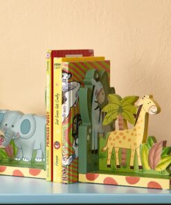 Fantasy Fields - Sunny Safari Animals Thematic Set of 2 Sturdy Wooden Bookends for Kids - Non-Toxic, Water-Based Paint, Giraffe and Elephant, Blue 16 81jRcvQfC3L