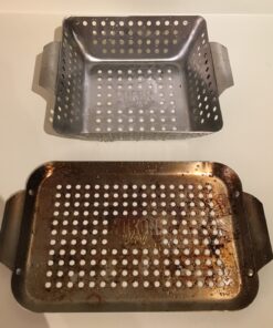 Grill Basket - Yukon Glory™ 3-Piece Mini Grilling Basket Set - Stainless Steel Perforated Grill Baskets for Grilling Veggies Seafood and Meats Includes Grill Pan - Square Basket and Circular Basket 36 81jU1dTewaL