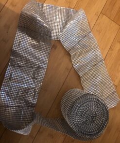 Royal Imports Diamond Sparkling Rhinestone Bling Wrap Ribbon Bulk DIY Roll - Event Decorations, Wedding Cake, Bridal/Baby Shower, Birthday, Arts & Crafts, Party Decorations - 30 Ft - 1 Roll - Silver 1 Roll (24-Rows) 54 81jUmLwt09L 2