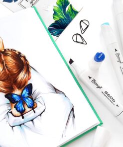 Bianyo Classic Alcohol Markers Set, Pack of 72, Dual Tip Bullet & Chisel Art Marker, Black Case with a Designable Card for Coloring, Drawing, Sketching, Outlining 72 Primary Colors, Black Bag 32 81jUrqm6T9L