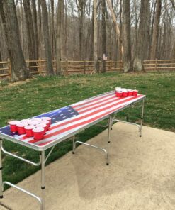 8-Foot Beer Pong Table w/Optional Cup Holes & LED Color-Changing Glow Lights - 11 Table Designs Available America 23 81jWBuT0E1L